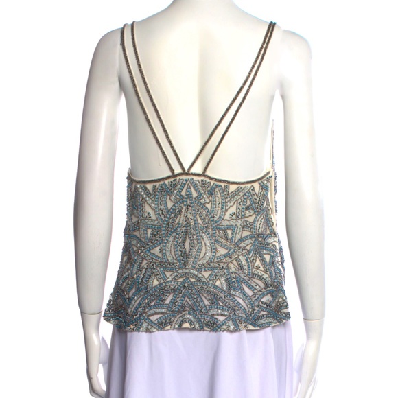 Haute Hippie light blue and silver beaded crop top - xs - Picture 3 of 4